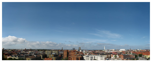 Panoramavy över Malmö. Omslagsfoto till antologin Malmöboken. Redaktör: Jonas Bergh. Foto: Malin Eriksson