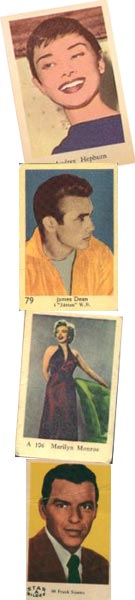 Filmisar av Audrey Hepburn, James Dean, Marilyn Monroe och Frank Sinatra.